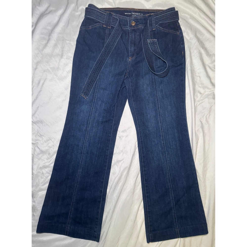 Chico's Platinum Trouser Jeans Womens 0.5 Dark Wash Wide Leg Belted Streetwear